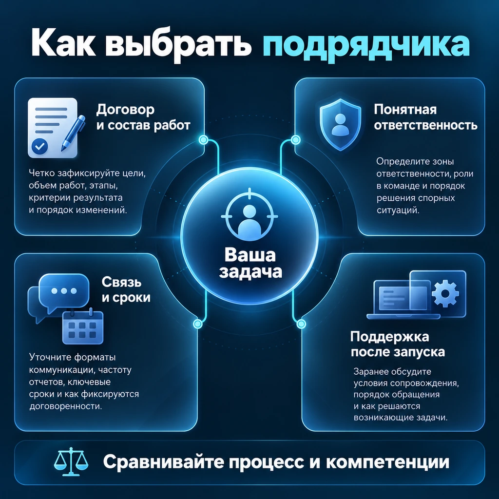 Критерии выбора подрядчика: договор, ответственность, связь и поддержка
